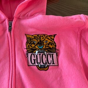 Ladies Hot Pink Zip Up Embroidered Sweatshirt size small excellent condition